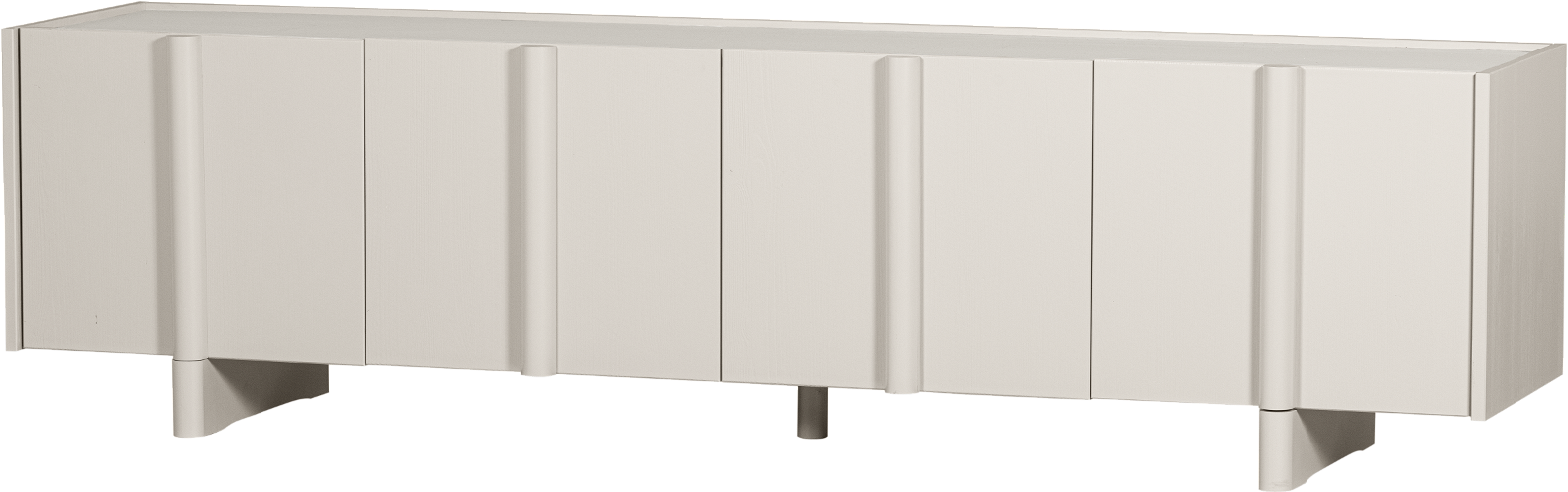 Woood Basu TV-bord i Grå med 4 Skabslåger - Bæredygtig Design
