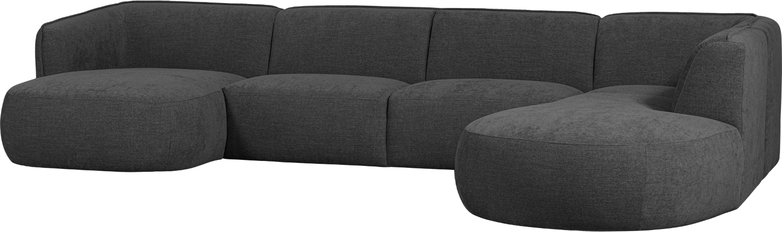 Hjørnesofa Højrevendt Woood Polly Grå 353x245   Vævet Polyester Organisk Design