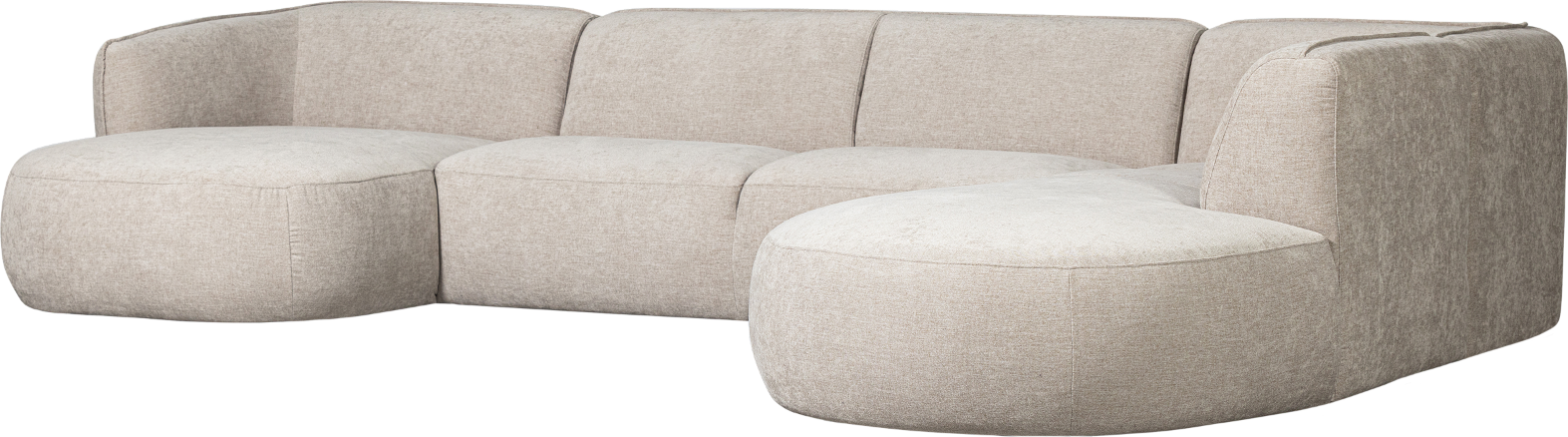 Højrevendt Hjørnesofa Woood Polly i Sandfarvet Polyester