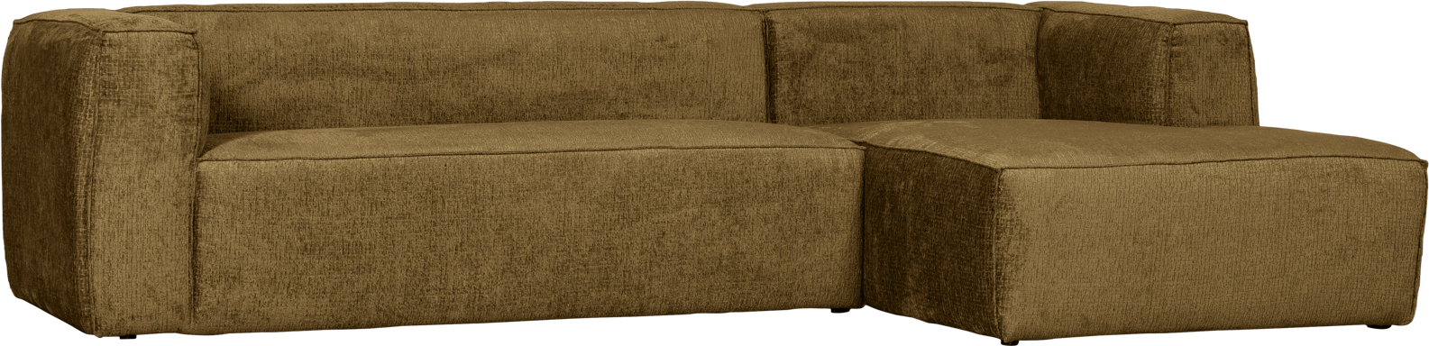 Hjørnesofa Woood Bean i rustfarvet velour – Højrevendt stil