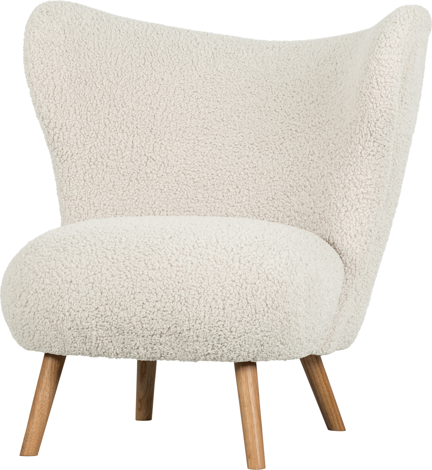 Lænestol Armstol Woood Collection Celine Off White Teddy-stof Polyester Skandinavisk Design H83xb80