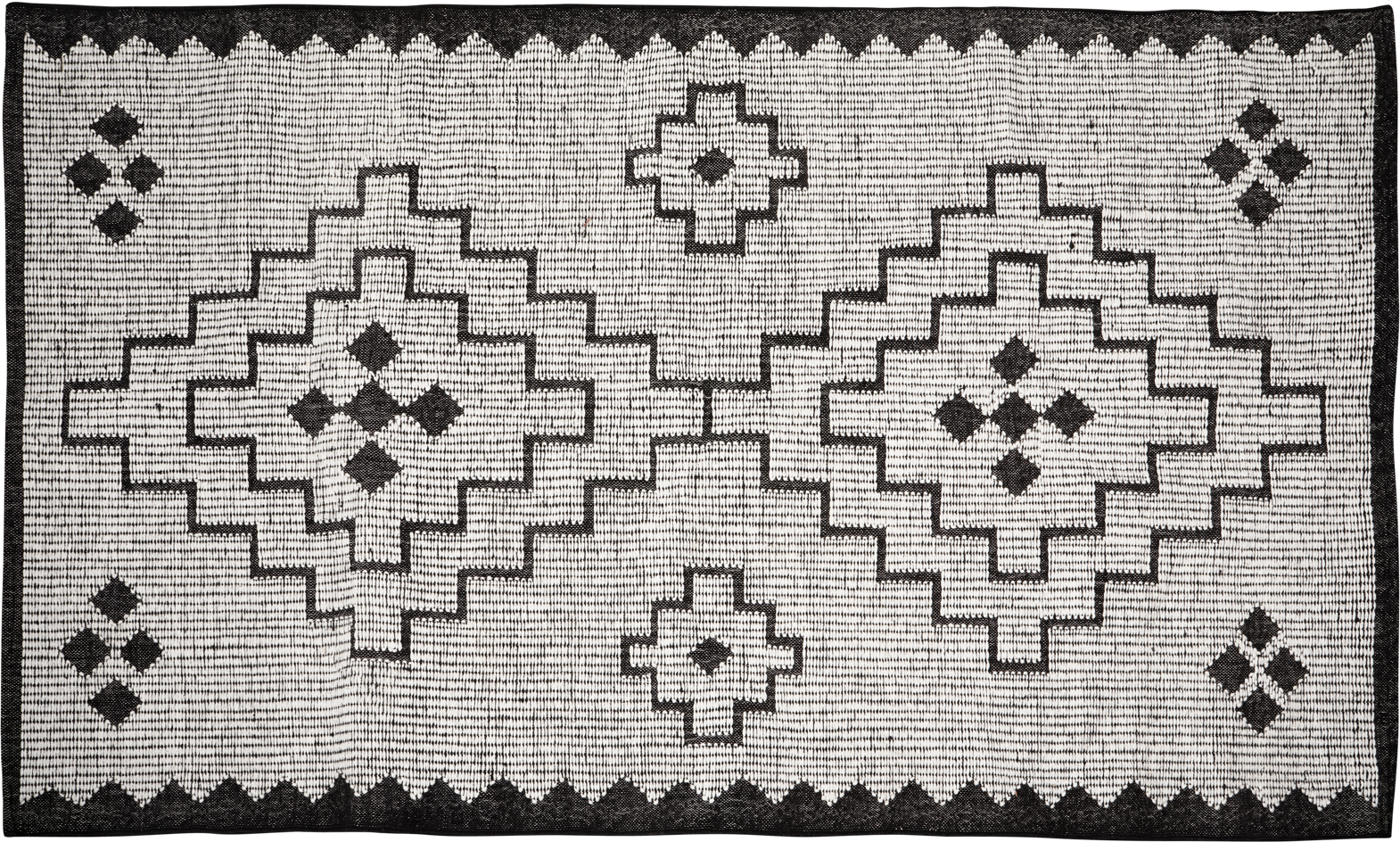 Gulvtæppe Woood Collection Omari 160x230   Natur Sort Med Aztekisk Mønster