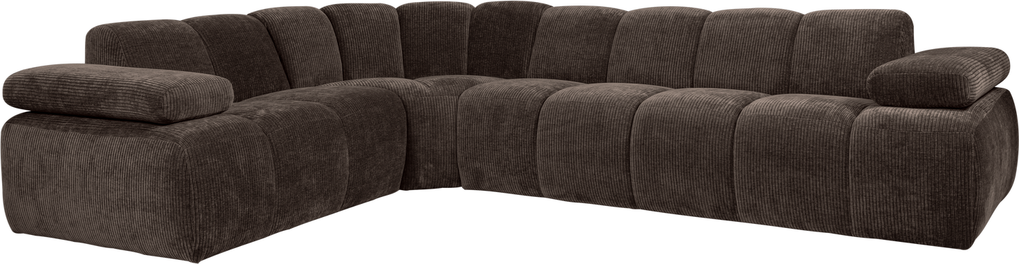 Hjørnesofa Woood Mojo Venstrevendt Ribstof Brun   Fløjlsagtig Jacquard  Justerbare Armlæn  Martindale 80 000
