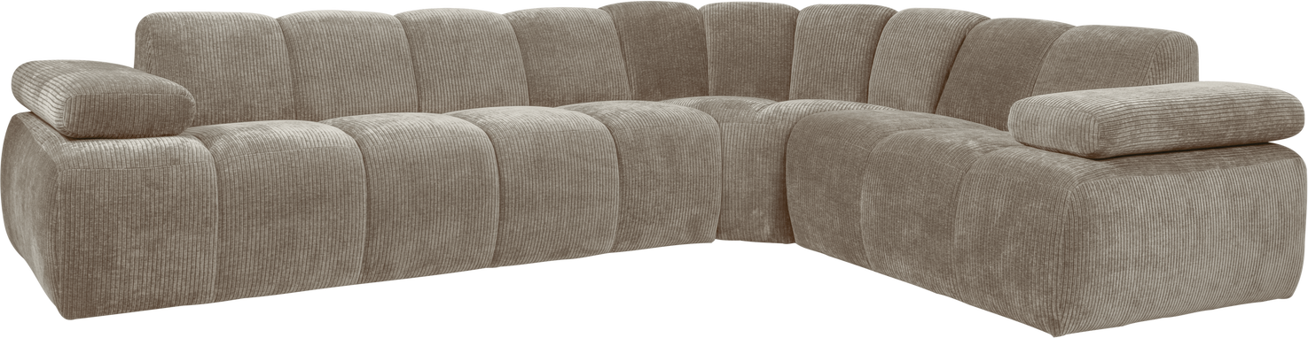 Hjørnesofa Woood Mojo Remy Rib 310x230   Højre Ribstof Fløjlsagtigt Mørk Sand