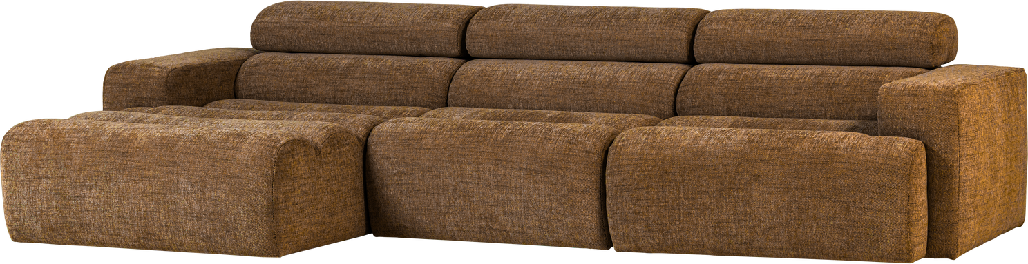 Loungesofa Venstrevendt Chaiselongsofa Woood Novi 300x173   Karamel Melange Vævet Vasa-stof