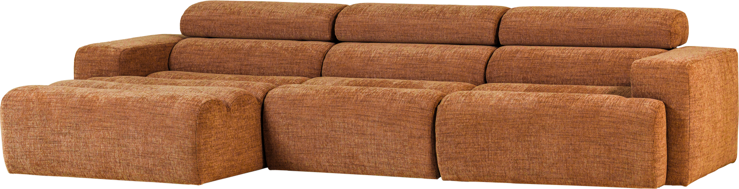 Loungemodul Woood Novi  Venstrevendt  Orange Melange  Vævet 100  Polyester  300x173    Justerbar Nakkestøtte