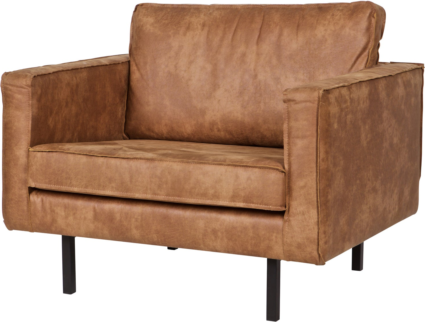 Lænestol Woood Rodeo Cognac Læderlook Til Stuen H85xb105xd86