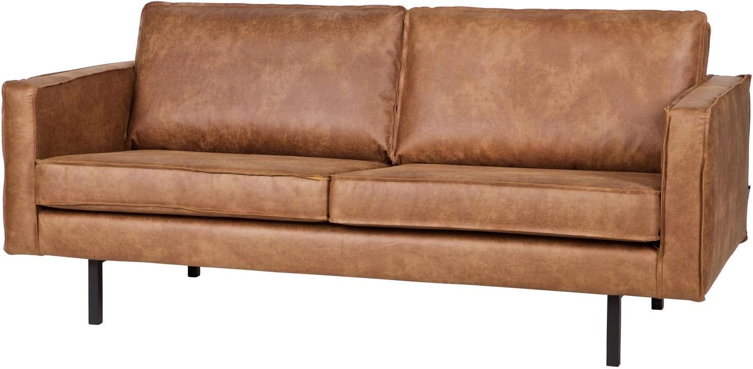 -personers Sofa Woood Rodeo Cognac Ecoleather Kunstlæder Med Metalstel  Fast Siddekomfort  190x86