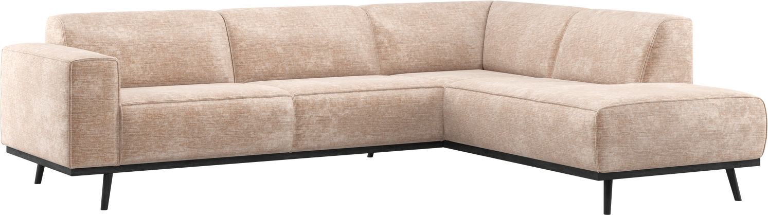Hjørnesofa Woood Statement  Velour-chenille Natur  Højrevendt 274x210