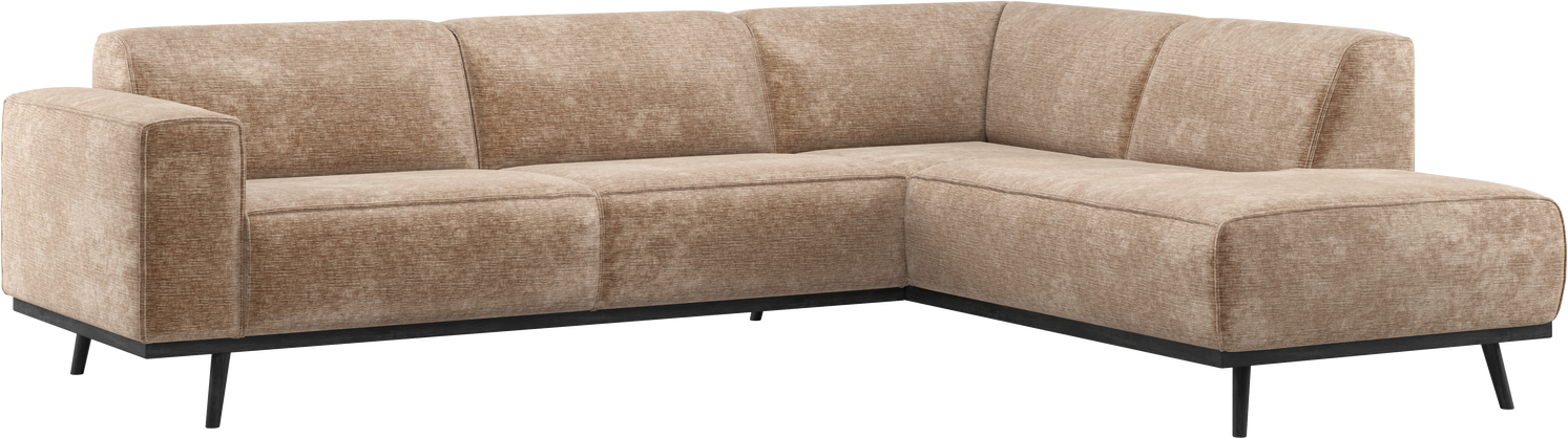 Hjørnesofa Woood Statement Højrevendt  Taupe Velour-chenille  B274ã D210ã H77    Plads Til  -  Pers