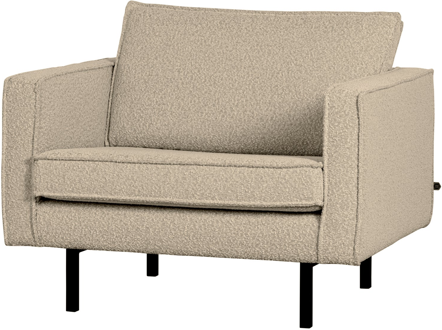 Lænestol Woood Rodeo Beige Bouclé  Rummelig Loungestol Med Fast Komfort   Let Hævede Ben  H85ã B105ã D86