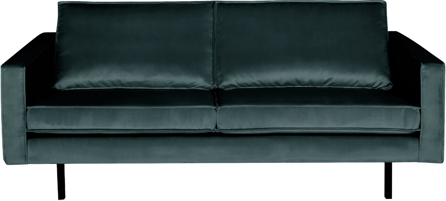 -personers Sofa Woood Rodeo  Velour Fløjl Teal  190    Slankt Metalstel  Fast Komfort