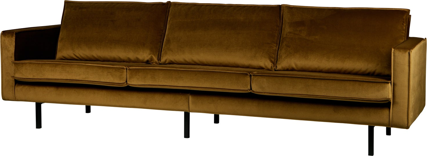 -personers Sofa Woood Rodeo  Honninggul Velour Fløjl 277   Moderne Med Høje Metalben