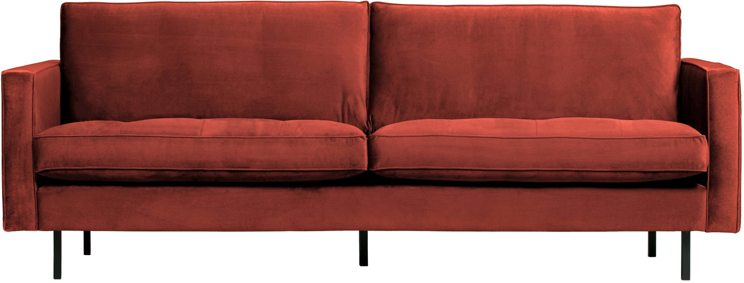 -personers Sofa Woood Rodeo Classic  Kastanjebrun Velour  230    Fast Siddekomfort  Quiltede Sædehynder
