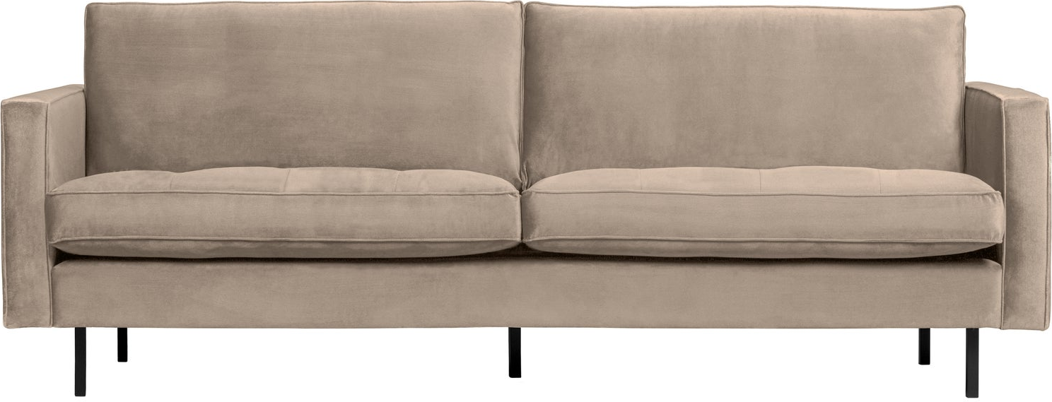 -personers Sofa Woood Rodeo Classic Khaki Velour 230    Quiltede Sædehynder  Høj Benramme  Skum   Zigzag-fjedre