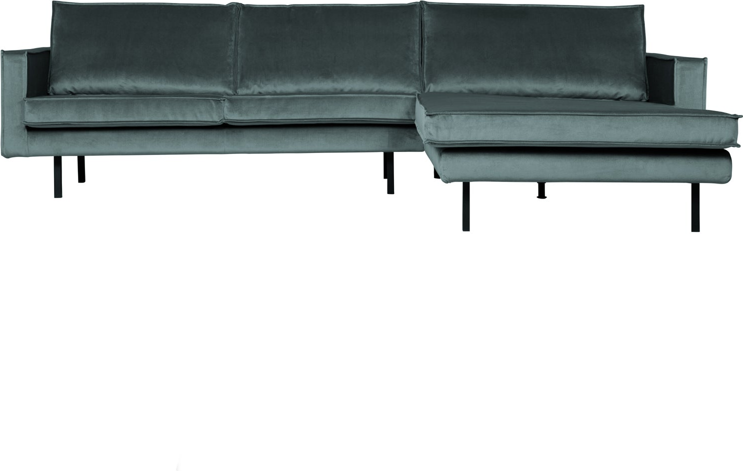 Loungesofa Woood Rodeo Højrevendt Chaiselong -sæders Tealblå Velour Med Metalben