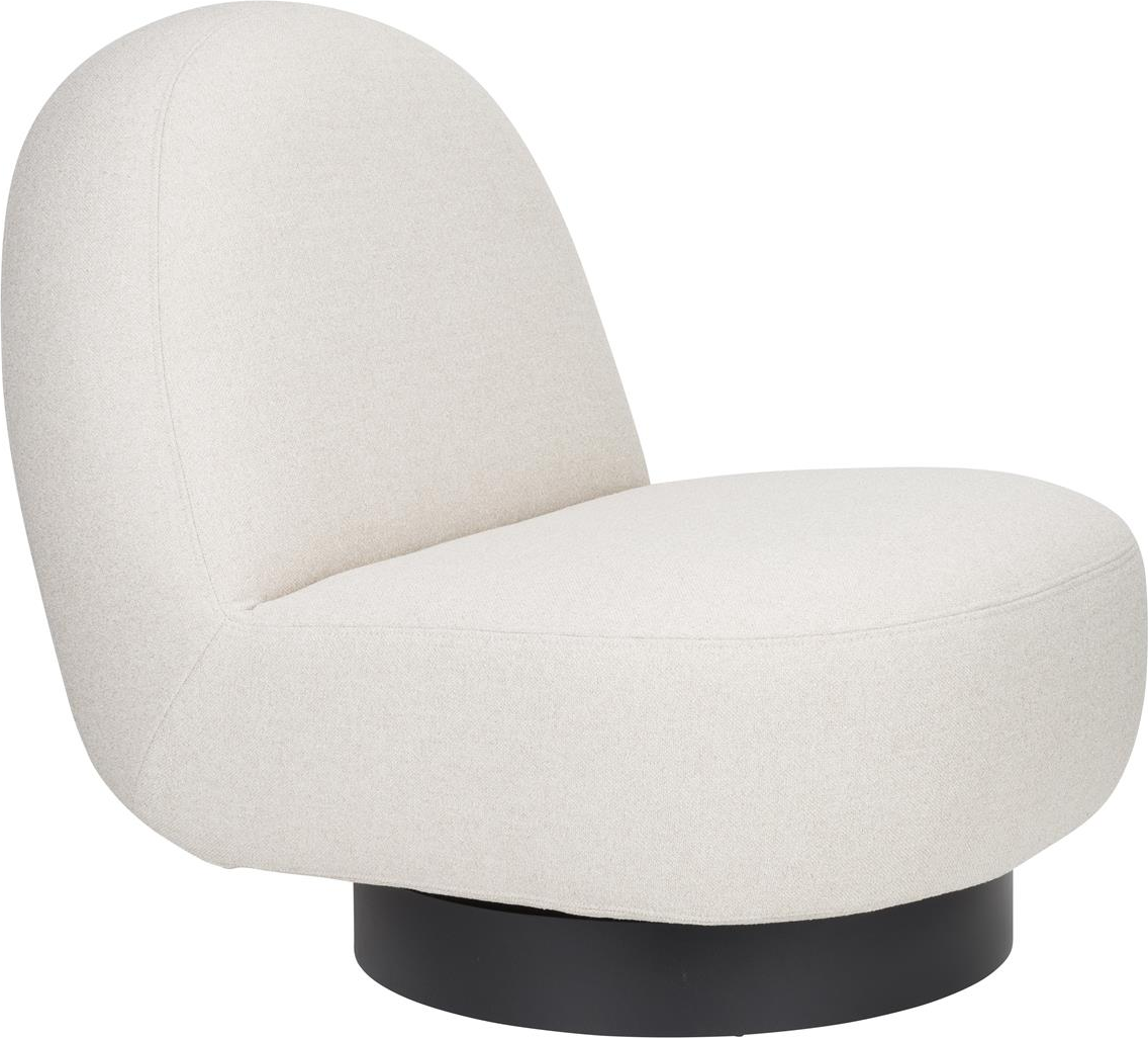 Loungestol Zuiver Eden Offwhite Polyester Med Sort Drejebase 96ã 85ã 78