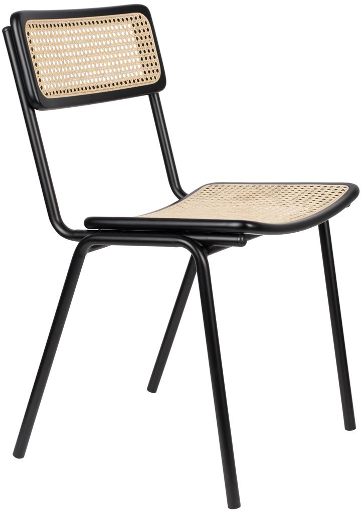 Spisebordsstol Zuiver Jort   Rattan Perlemor Med Sort Stålramme H81xb47xd51