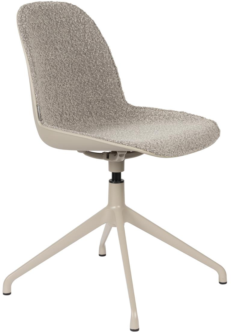 Spisebordsstol Zuiver Albert Drejelig Polstret Aluminium   Polyester Stof Stenlysgrå Spisestuestol