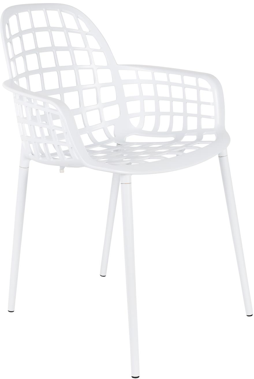 Spisebordsstol Med Armlæn Zuiver Albert Offwhite Aluminium Robust Stabelbar Til Have   Terrasse