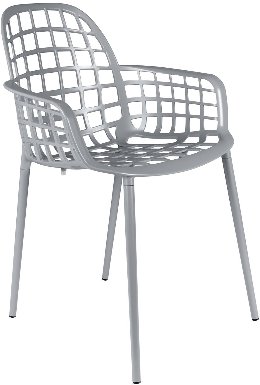 Spisebordsstol Med Armlæn Zuiver Albert Grå Aluminium Stabelbar H82 5ã B59 5ã L59