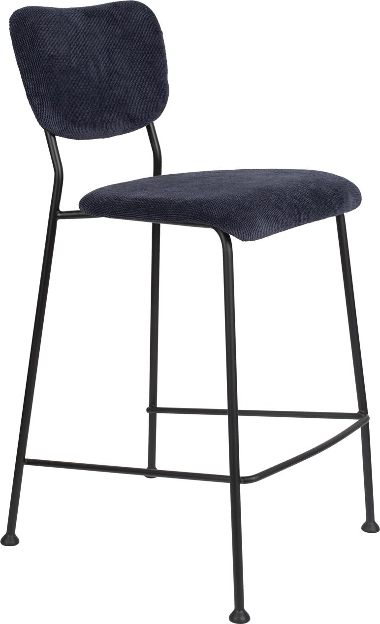Zuiver Benson Barstol   Antracit Polstret Stof Med Sort Stålramme H92xb46xl53