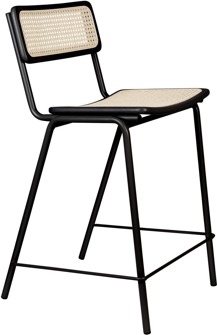 Barstol Zuiver Jort   Rattan   Bøg Med Kulsort Stålramme  Italiensk Bauhaus-minimalisme