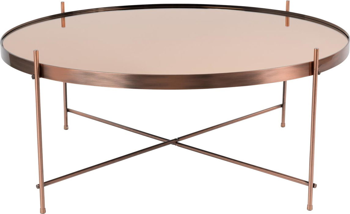Sidebord Zuiver Cupid ø82     H35   Stenlysgrå Glas   Gylden Metal