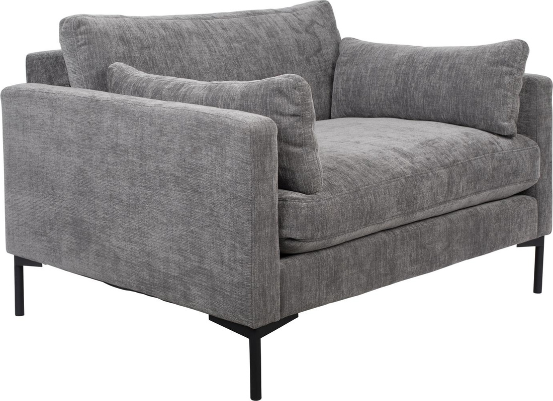 -personers Sofa Zuiver Summer Mørkegrå Stof Med Aftageligt Betræk   Slanke Stålben