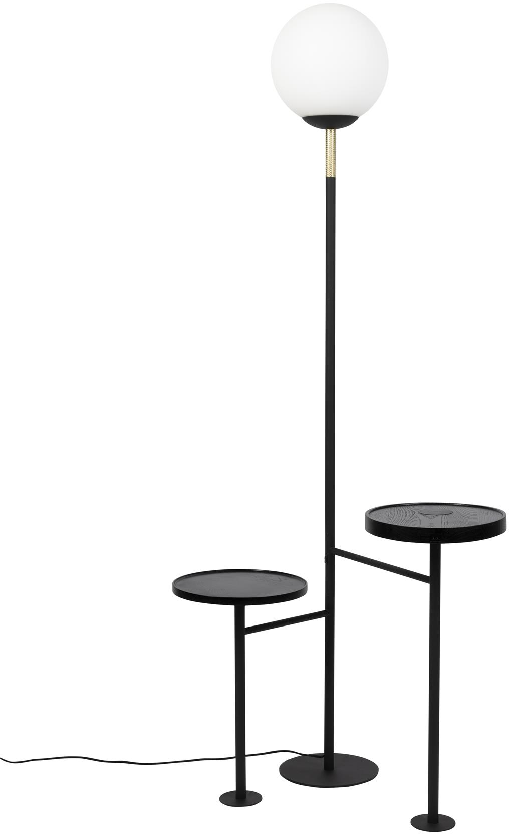 Gulvlampe Zuiver Orion Med Offwhite Opalglas   Sort Jernstel Med Messingdetaljer H163   B58   E27 Led Cfl