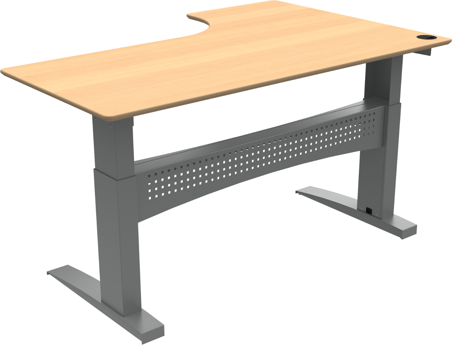 L-formet Hæve-Sænkebord Zennord Flexdesk i Bøg og Sølv