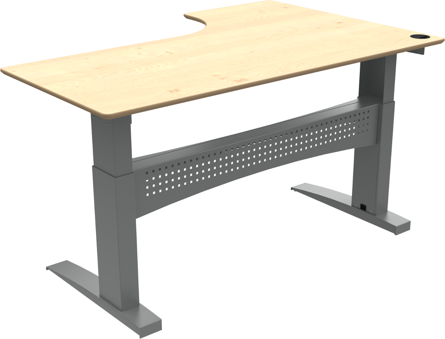 -formet  -bens Hæve- Sænkebord Zennord Flexdesk Venstrevendt  Ahorn Bordplade Sølvramme