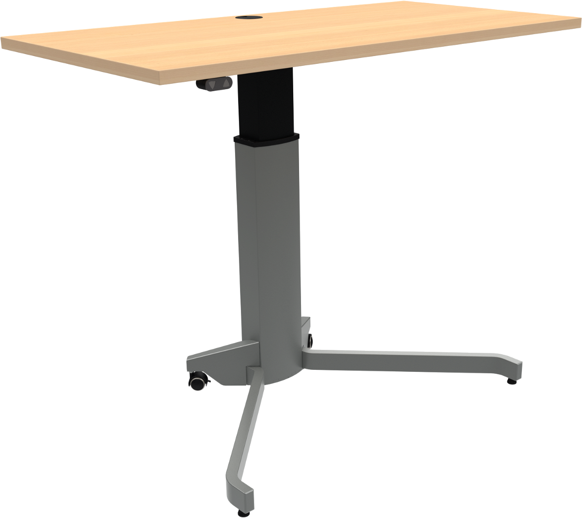 Ergonomisk Justerbart Hæve-Sænkebord i Bøg med Sølv Stel