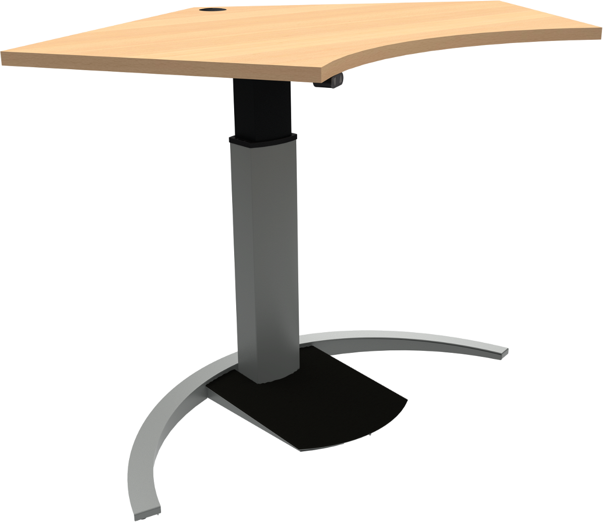 Ergonomisk Femkantet Hæve-Sænkebord fra Zennord - Natur/Sølv