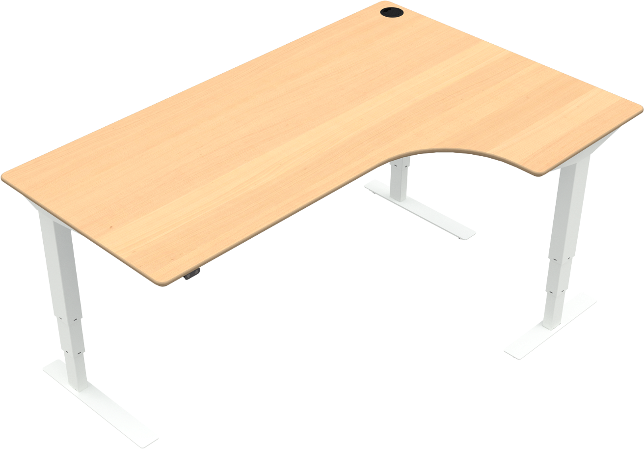 L-formet Hæve-Sænkebord i Natur & Hvid - Ergonomisk Design