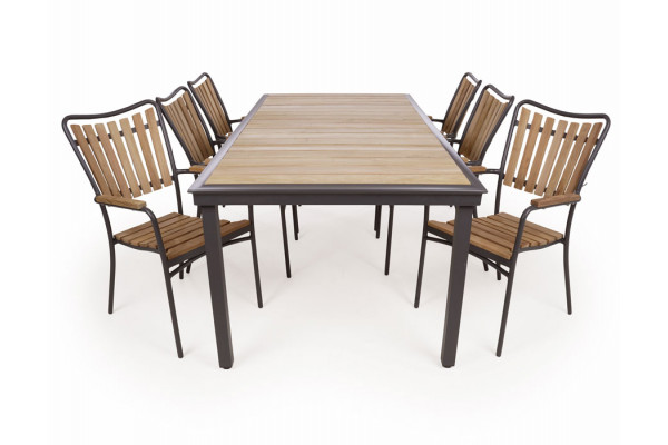 Daneline Eva Teak Havemøbelsæt 102x219   Grå