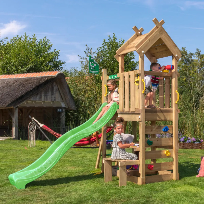 Jungle Gym Teepee Legetårn 275   251   198   Med Grøn Rutsjebane