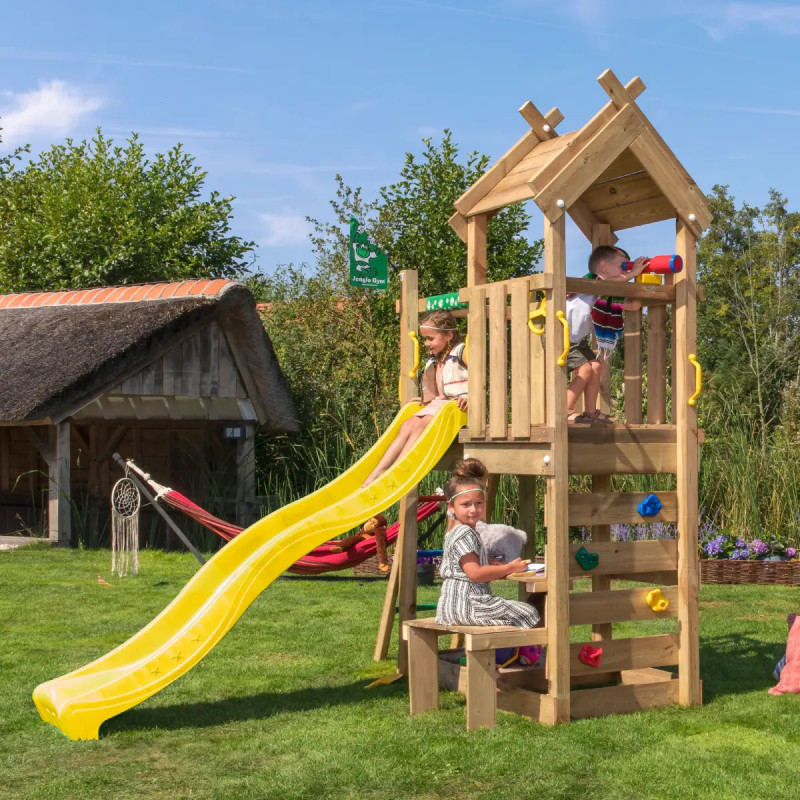 Jungle Gym Teepee Legetårn 275   251   198   Med Gul Rutsjebane