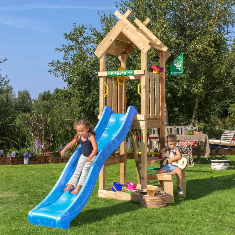 Jungle Gym Totem Legetårn 275   309   109   Med Blå Rutsjebane