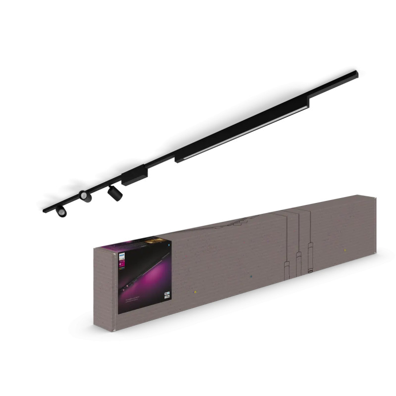 Philips Hue Perifo White And Color Ambiance Loftskinnesæt Sort Med   Cylinder Spots   Lysbar