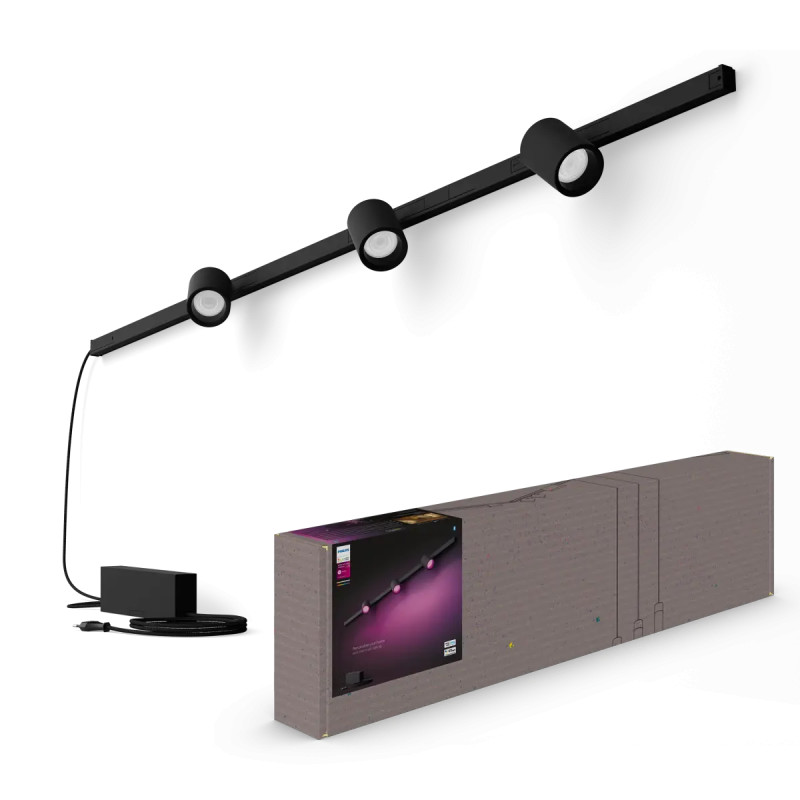 Philips Hue Perifo White And Color Ambiance Loftskinnesæt Sort Med   Cylinder Spots
