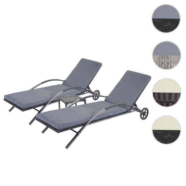 Polyrattan Solvogn   Solseng   Stk Sort Liggestol   Havebord