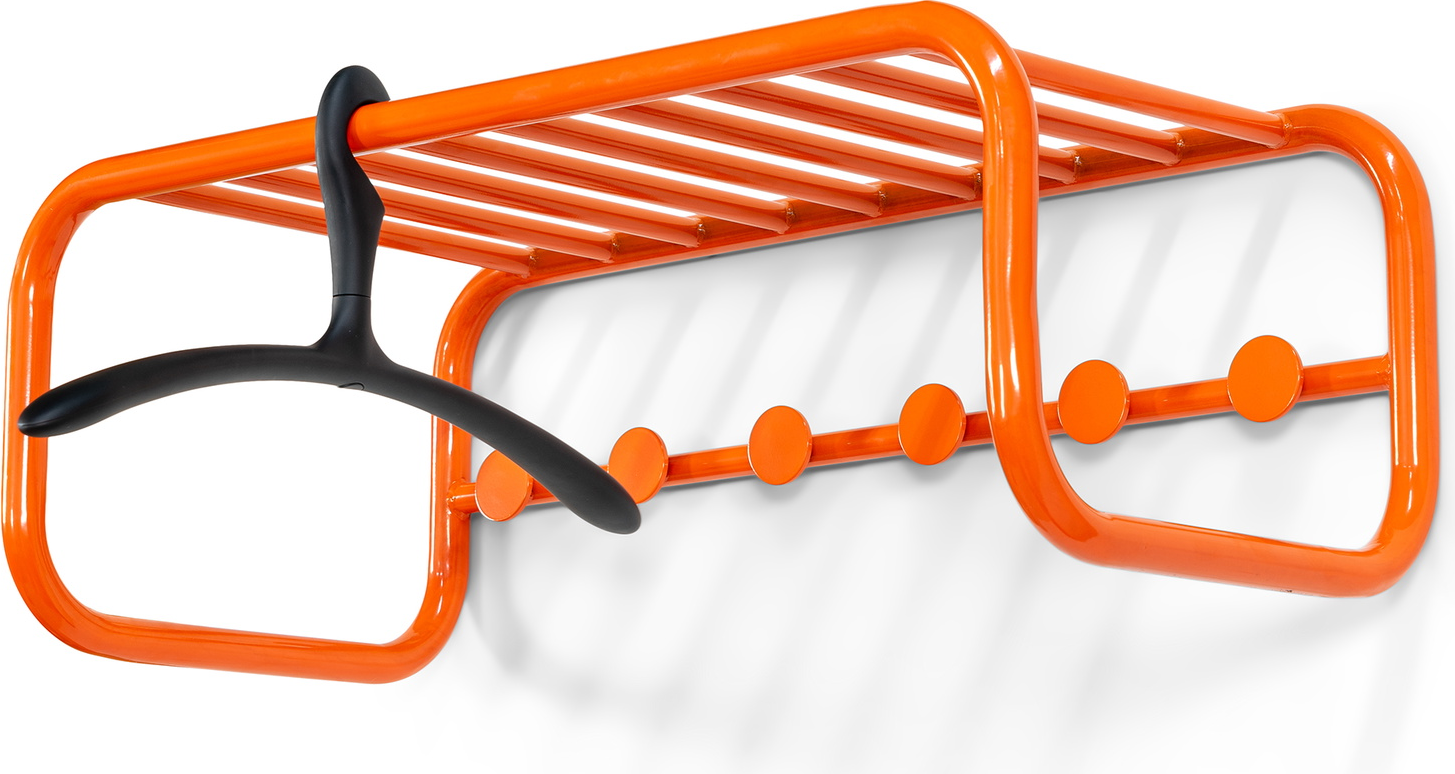 Knagerække Med Hattehylde Spinder Design Retro   Ren Orange Stål 24 8ã 72ã 35