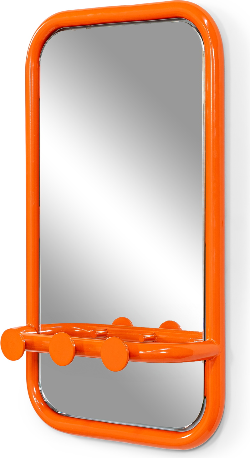 Vægspejl Spinder Design Retro Orange Med   Kroge   Stålramme H60ã B35ã D11