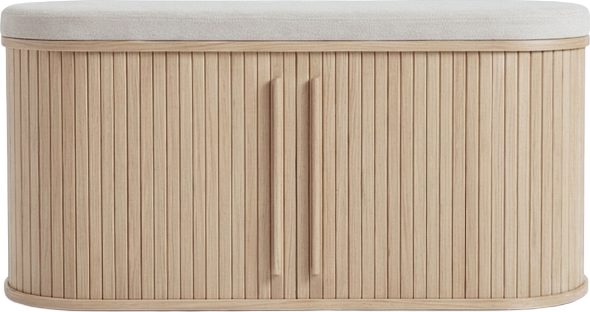 Bænk Med Opbevaring Nordique Design Meta  Natur  Polstret 100  Polyester  120x40x53    Entré