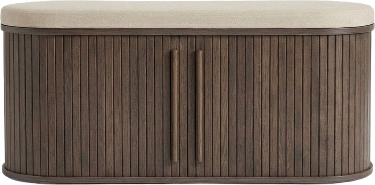 Bænk Med Opbevaring Nordique Design Meta Til Entré  100  Polyester  Mørk Natur  120x40x53
