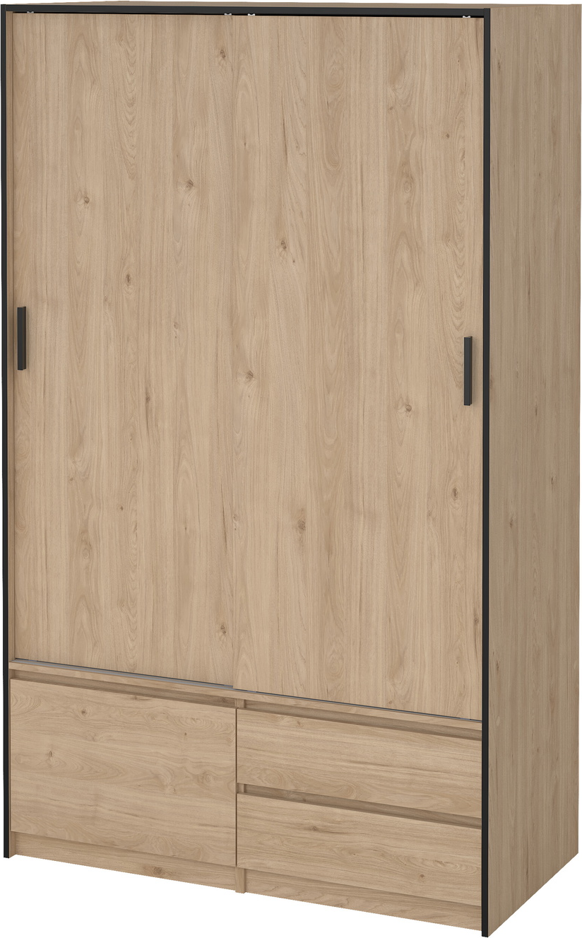Garderobeskab Vesterholm Liva  Jackson Hickory Vægmonteret    Skydedøre    Dør    Skuffer  H200ã B121ã D60