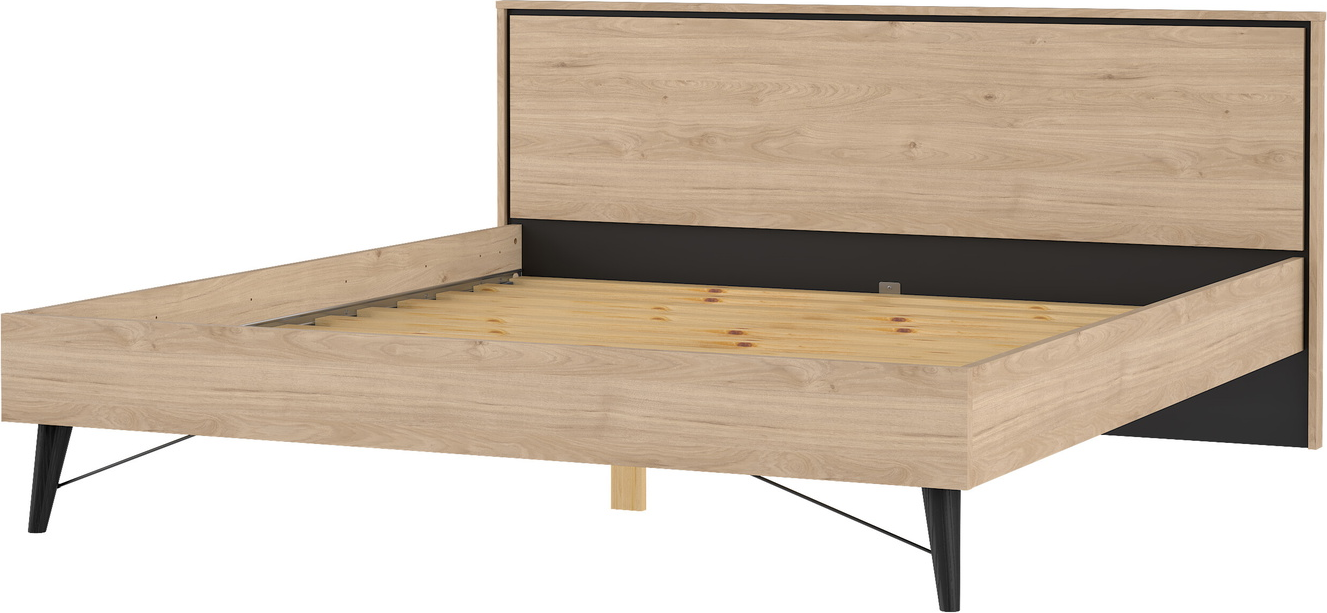 Sengeramme Vesterholm Askø 180x200   Med Lamelbund  Jackson Hickory Spånplade Metalben
