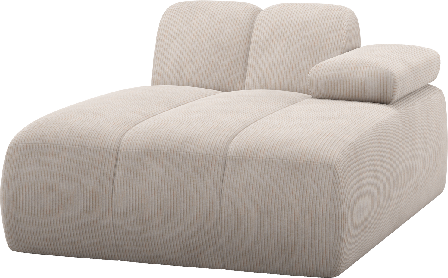 Modulsofa Chaiselong Woood Mojo Højrevendt  Ecru Ribstof Jacquard  124x162    Justerbare Armlæn