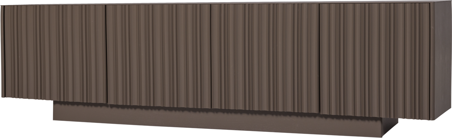 -bord Woood Nova  -møbel  Trufflebrun Slebet Fyrretræ B200ã D40ã H52    Grafisk Relief   Låger  Rummelig Opbevaring  Kan Vægmonteres  Fsc Mix